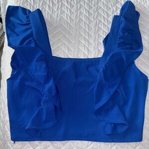 SHEIN Royal Blue Ruffled Crop Top
